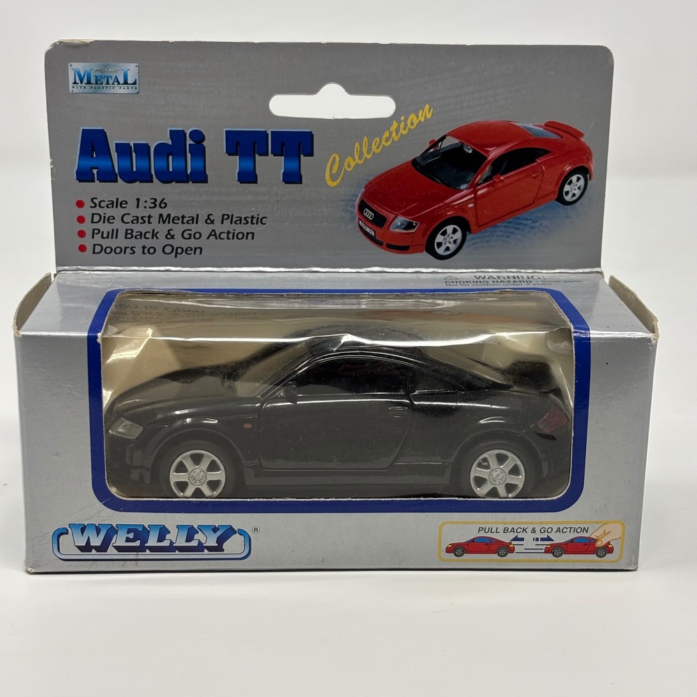 Audi TT Black 1:36 Vintage Welly Pull Back Diecast Car NIB Rare